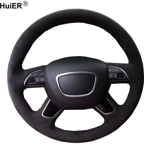 Hand Sewing Car Steering Wheel Cover Wrap Suede Funda Volante For Audi A3 8V Sportback A4 B8 Avant A6 C7 A8 D4 Q3 8U Q5 8R Q7 4L