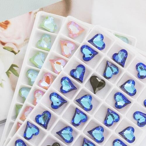 Heart Shape Moka MI Rhinestones Crystal Glass Beads Loose Spacer for Jewelry Making Pointback Crystal for Craft Glue on Clothing