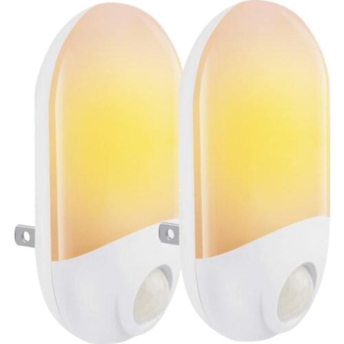 LED Motion Sensor Light, 2 Pack Emotionlite Plug in Night Lights, Motion Activated Night Light, Warm White LED