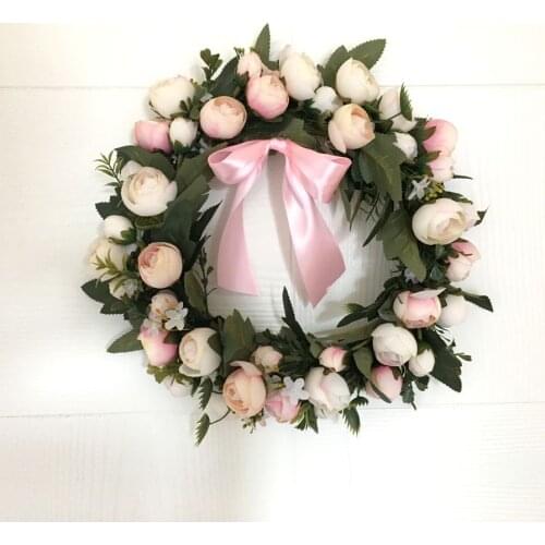 Rose Wreath of Simulation Door Wall Hanger Deco Adornment Handicraft Silk Flowers Wedding Easter Party Deco