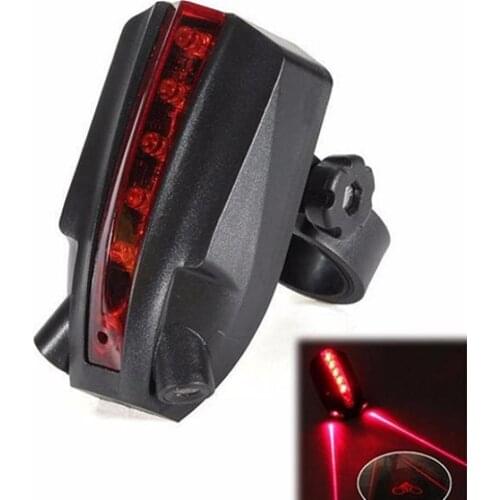 2 Laser + 5 LEDs Beam Safety Warning Red Lamp Rear Bicycle Tail Light flashing model Night Safety for Warning Bike Accessorie