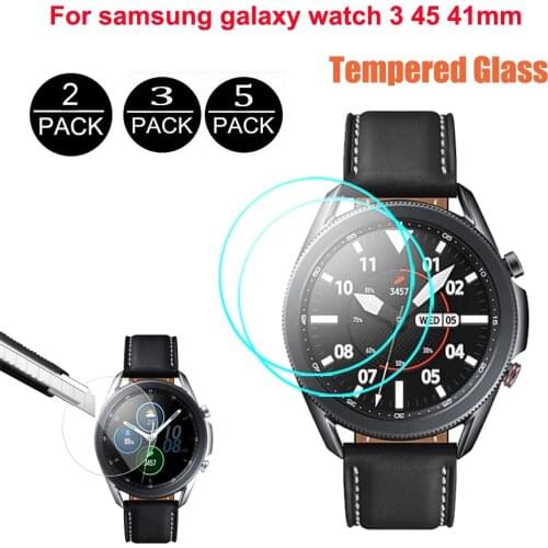 2/5Pcs 9H Premium Tempered Glass For Samsung Galaxy Watch 3 Watch3 41MM 45MM Smartwatch Screen Protector Film Anti-Scratch Glass