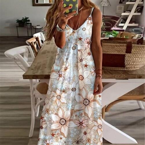 Zoki Women Vintage Yellow Dress Floral Print V Neck High Waist Camis Slim Sleevesless Loose Sundress Summer Hot Fashion New 2021