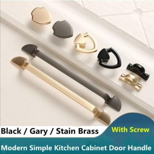 128 192mm modern simple creative black gary kitchen cabinet wardrobe furniture door handle stain brass drawer shoe cabinet knob