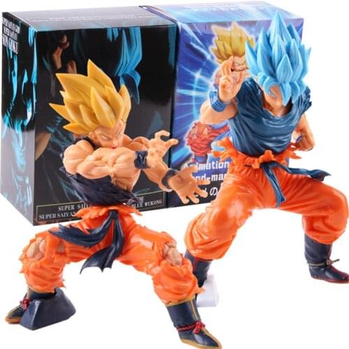 Bandai Anime Figures Son Goku Super Saiyan Super Masterlise Action Figurals Battle Blue Goku Damage Toys Collectible Doll