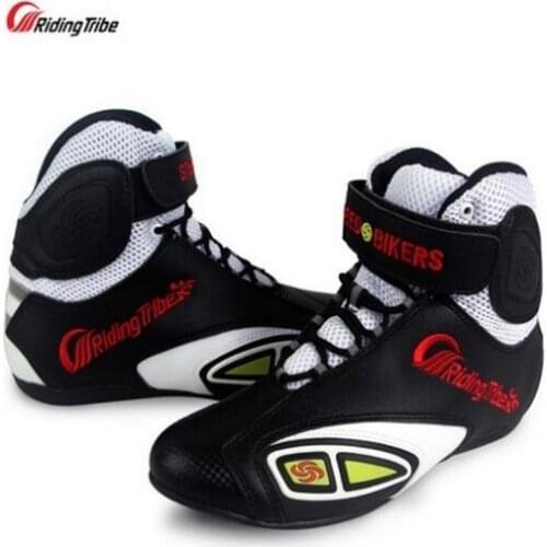 Pro-biker light guide shoes of summer four Seasons racing mens and womens shoes boots motorcycle breathable shoes locomotive