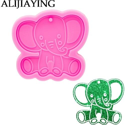 DY0481 Glossy Animal Elephant Keychain Mould Silicone Resin Pendant Mold for Epoxy Jewelry Making DIY Crafts Necklace