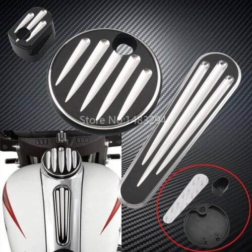 Gloss Black Edge Cut Fuel Tank Console Trim Panel Kit Fit For Harley Touring Glide Trike Models