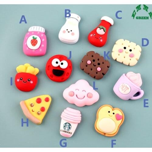 Milk Cabochons Resin Charms for Jewelry making 20pcs 18mm Resin Cabochon flatback for DIY Accessories Cartoon Cake Embellishment