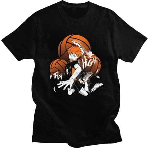 Cool Mens Haikyuu Karasuno High T Shirts Short-Sleeve Cotton Tshirt Casual Anime Bokuto Oya Manga Volleyball Shoyo Hinata Tee