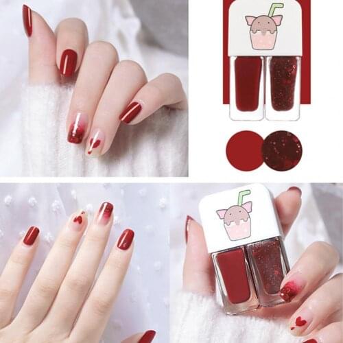 8ml Nail Polish No Odor Quick Drying Natural Nail Twin Polish Water Based Twin No Bake Nail Tear Off Polish for Manicure