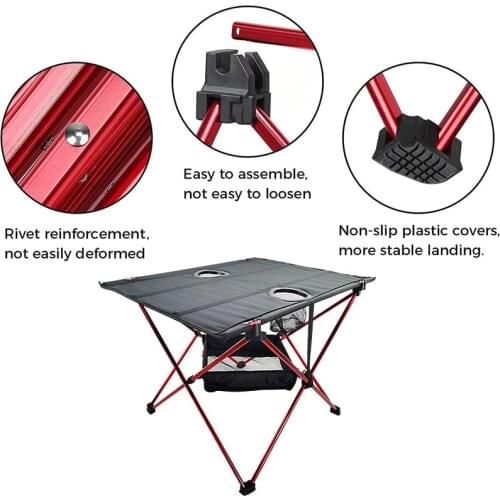 Lightweight Folding Oxford Cloth Table Multifunctional Aluminum Alloy Portable Outdoor Camping BBQ Desk Camping Table