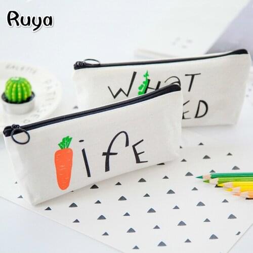 Student kawaii japanese cheap Stationery items Case Zipper Pencil pouch bag kutusu pen for school pens pencils writing supplies