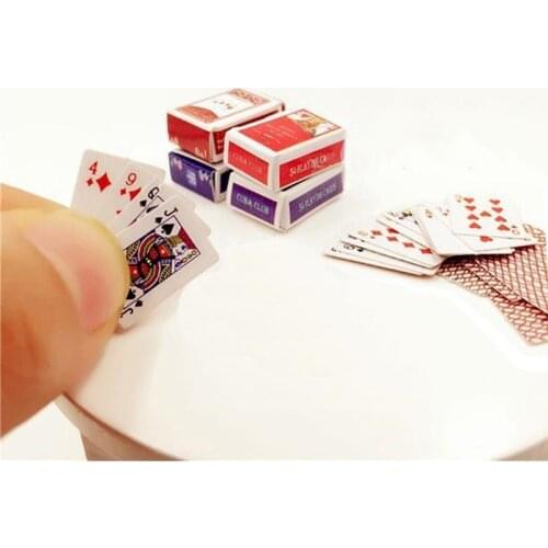 Mini Cute 1:12 Dollhouse Miniatures Poker Home Decoration Poker Cards Playing Game for Doll Kawaii Accessories