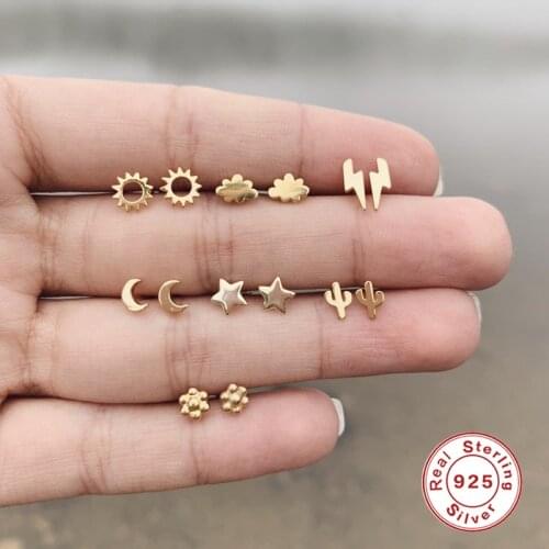 Fashion 925 Sterling Silver Stud Earrings For Women 2021 Gold Sun Earring Luxury Fine Jewelry Piercing Oreja Pendientes Brincos