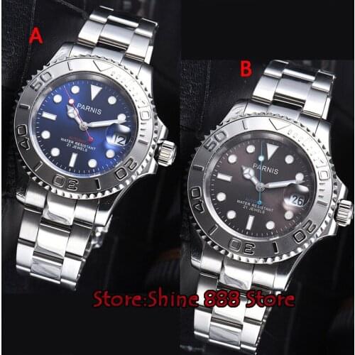 41mm Parnis gray dial red second hand miyota automatic mens watch