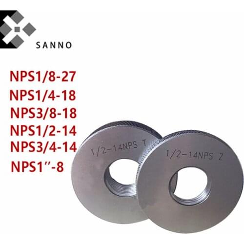 American system pipe thread ring gauge NPS 1/8-27, 1/4-18, 3/8-18, 1/2-14 round tapered ring O gauge screw thread go nogo