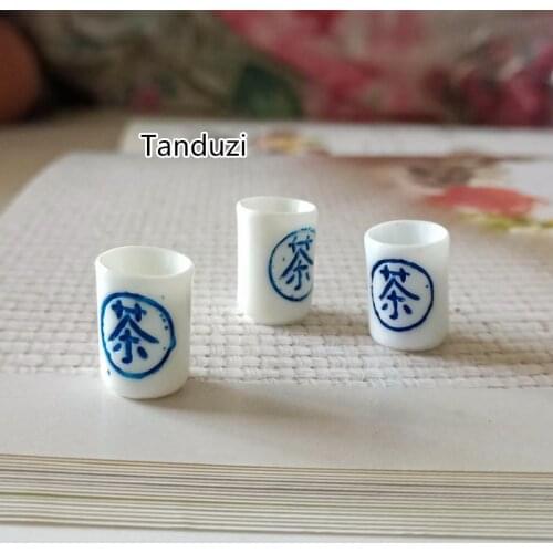 Tanduzi Wholesale 100PCS Resin Miniature Teacups White Mini Japanese Tea Cup Dollhouse Kitchenware Accessory Deocden