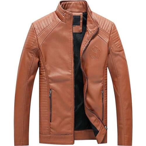 Autumn Winter Fashion Men Plus Velvet Lining Casual PU Coat Mens Motorcycle Leather Jacket New Male Silm Outerwear