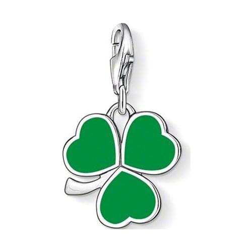 PT1425 Green Irish Shamrock Charm Ts Style Charm Good Jewelry For Women,Ts Gift In silver-plated Fit Bag