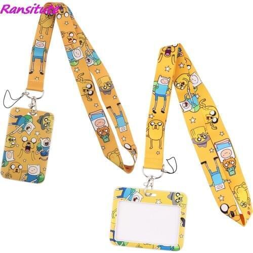 Ransitute R1615 Cartoon Happy Time Lanyard Credit Card ID Holder Badge Student Friend Travel Bank Bus Business Card Cover Badge