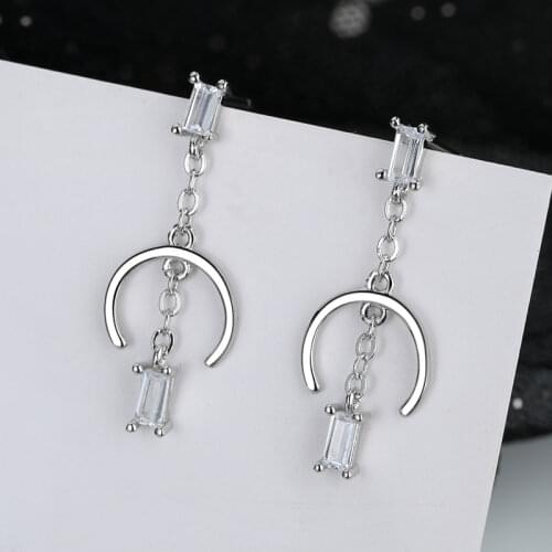 A Girl' New Korean Fashion Crystal Chain Tassel Earrings For Women Temperament Zircon Earring Party Jewelry Gift