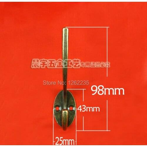 98*25mm wrought iron clothes hook Single Hooks Towel Robe Wall Door Hanger Solid Vintage Bronze Hat Coat Clothes Key Hooks