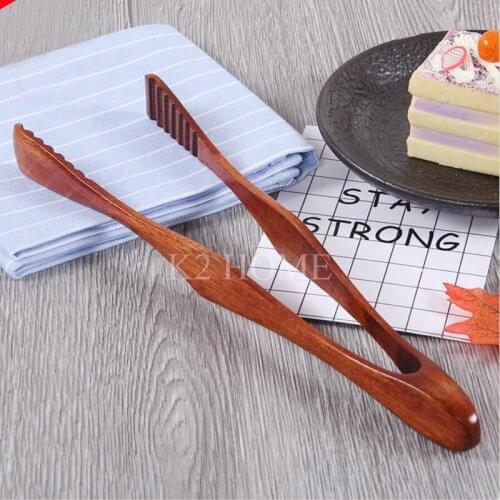 K2 HOME Kitchen Nature Wood Locking Tongs For Salad Ice Cube Cake Bread Handmade Wooden Kitchen Non-slip Foods Clips