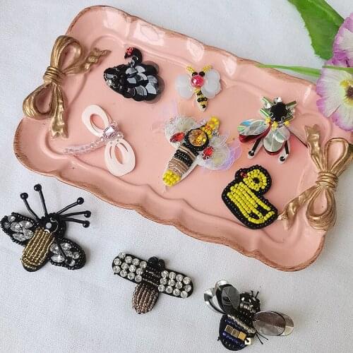 Random5PCS 2.5-7cm Beaded Sequins Lace Applique Hair Accessories DIY Handmade Patches Needlework Sewing Cloth Paste H67