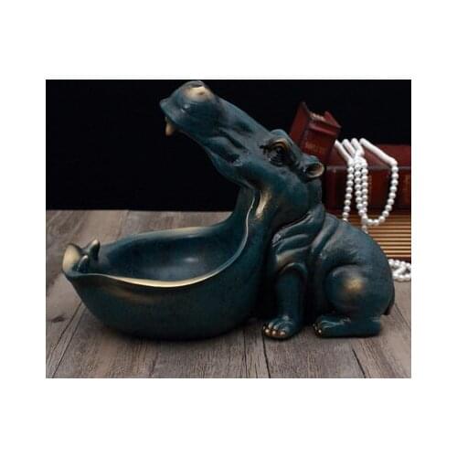 Hippo ornaments Nordic creative home living room shoe cabinet porch key storage box tabletop sundries storage plate jewelry