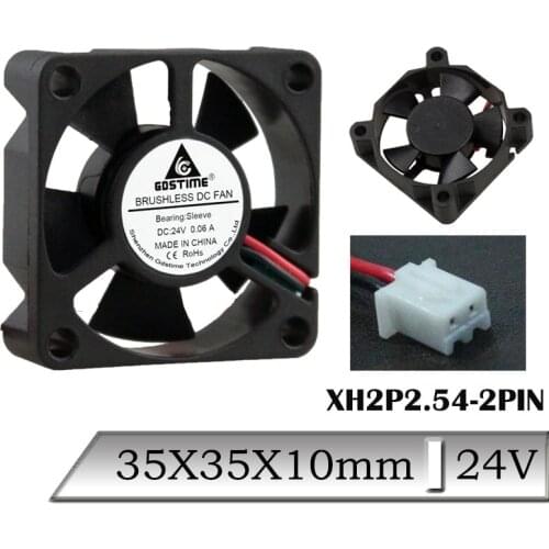 1 Pcs Gdstime DC 24V 35x35x10mm 35mm 2Pin Mini CPU Brushless Axial Cooling Fan 3cm 3510S 3D Printer Radiator Cooler Fan