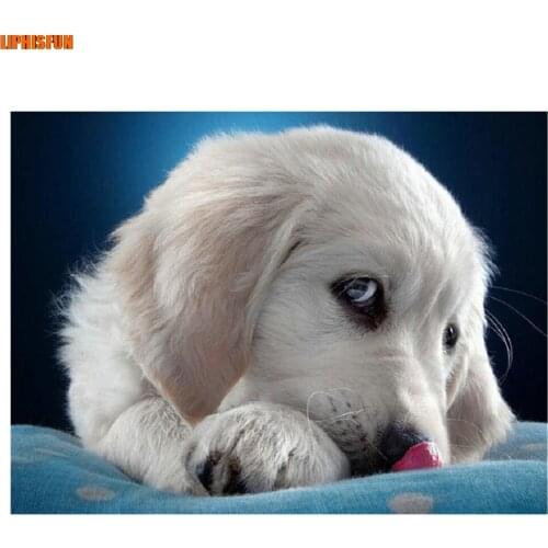 LIPHISFUN Handmade Cross Stitch Embroidery Diamond Painting Full Drill Home Decor Square Round Dog