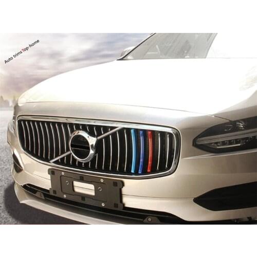 Yimaautotrims Car Colorful Styling Front Grille Grill Cover Molding Trim 3 Pcs Interior Fit For VOLVO S90 2017 2018 2019 Plastic