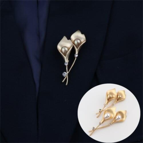 2021 Crystal Rhinestones Beautiful Tulip Shape Trendy Clothing Accessories Brooches Pin Party Dress Brooch Gift Jewelry