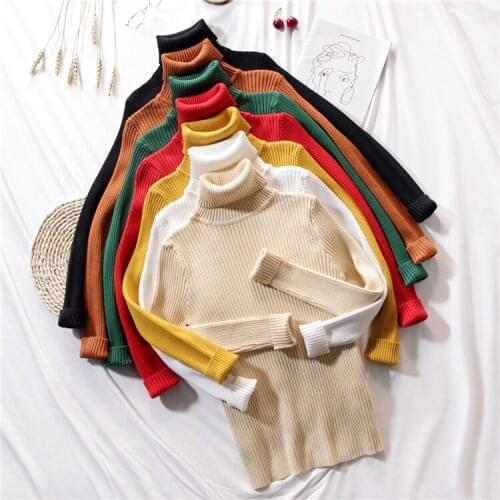 2021 Spring Autumn Black Jumpers Female Stretch Women Sweaters Turtleneck Pullovers Soft Shirt Long Sleeve Korean Slim Sweater