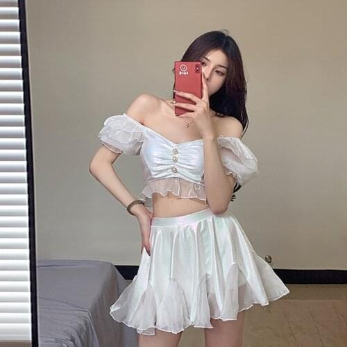 Bathing Suit Women Bikini 2021 Swimsuit For Trikini Big Size Ladys Female New Hot Ins Skirt Girl Print Polyester Sierra Surfer