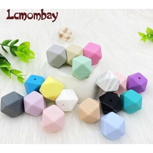 10pcs/lot 17mm Silicone Beads Hexagon BPA Free Food Grade Silicone Baby Teething Toy Baby Teether Nursing Pacifier Clip