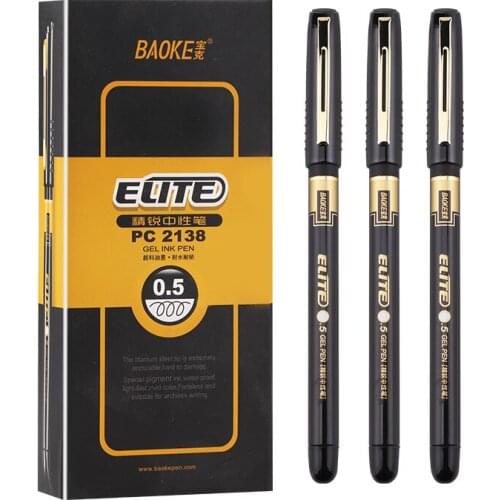 12 Baoke PC2138 Gel Pen 0.5mm Half Needle Tube Pen Office Supplies Financial Office Signature Pen Very Fine Black Pen