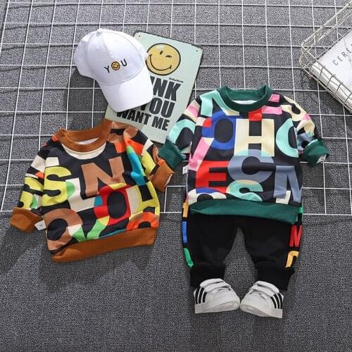 2pcs/set Baby Boy Clothes Cartoon Kids Letter Hooded Top+Pants Kid Sport Suit For Children Clothing Tracksuit