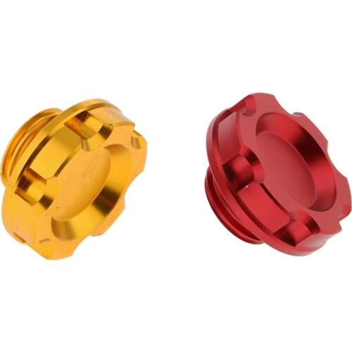 2 Pieces M32x3.5 Car Fuel Filler Tank Cap Cover Plug For Golden+Red