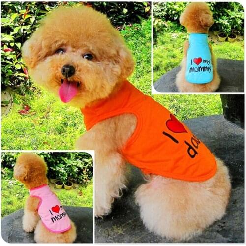 2018 Newly Design "I Love My Daddy & Mommy" Print Dog Vest Summer Pets Dogs Cotton Puppy Dog Cats Tanks Clothes For Pet Supplies