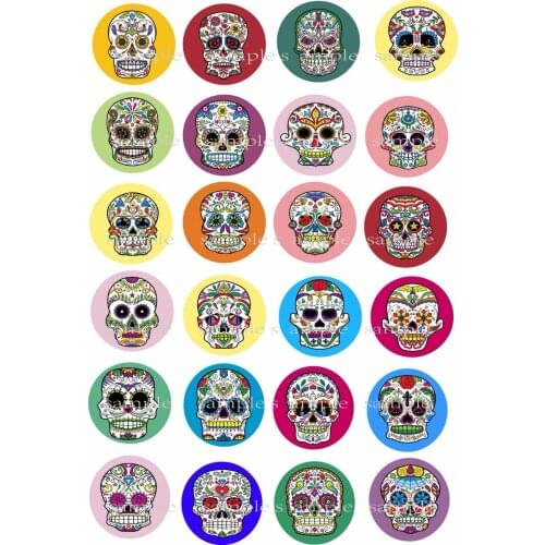 24 Mexican Sugar Skull Edible Cake Topper Wafer Rice Paper Cake Cupcake Cookie Topper Decor Wedding Decoration Birthday Supplier