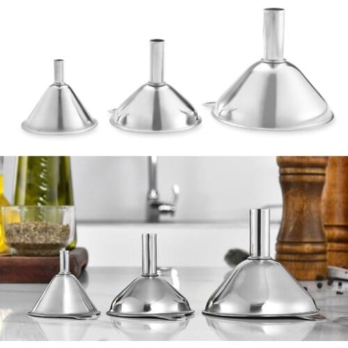 3Pcs Stainless Steel Multifunctional Durable Spices Wine Flask Filter Funnels Kitchen Gadgets Portable Essentail Oil Tools