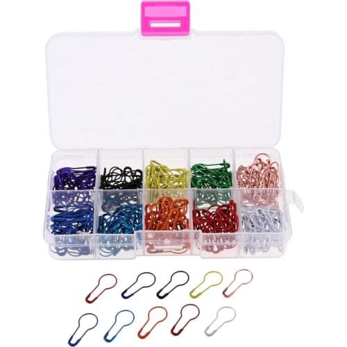 300 Piece / Box Mixed Color Gourd Safety Pins Metal Calabash Shaped Fastener Knitting Cross Stitch Marker Label Clips
