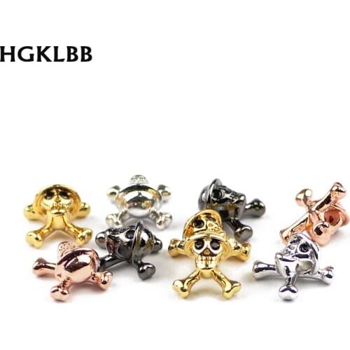 HGKLBB Skull Pendants Copper beads Spacer 4pcs skeleton Metal Charms Loose beads for Jewelry making bracelet DIY Accessories