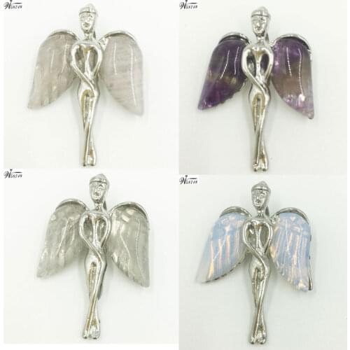 Free Shipping Fashion Jewelry 24x34mm Crystal Opal Angle Art Women Men Pendant Bead WFH590