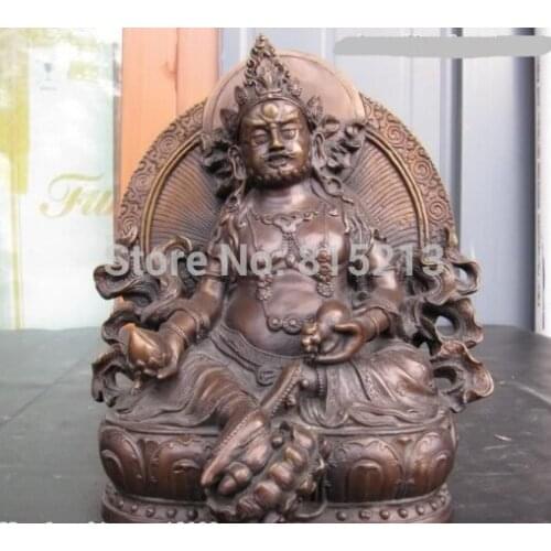 Bi00862 Sino-Tiebt Buddhism Pure Bronze Copper of Yellow Jambhala Buddha Statue