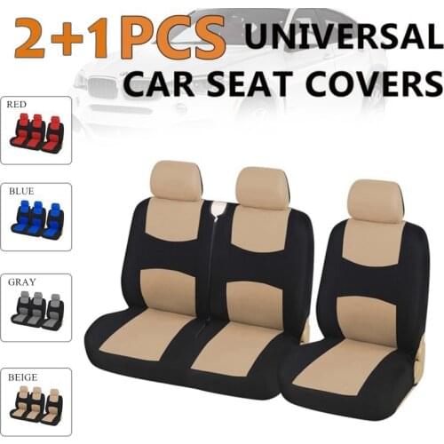 2+1 Seat Covers Red Car Seat Cover Truck Interior Accessories for Renault Peugeot Opel Vivaro, Fit Universal Transporter/Van