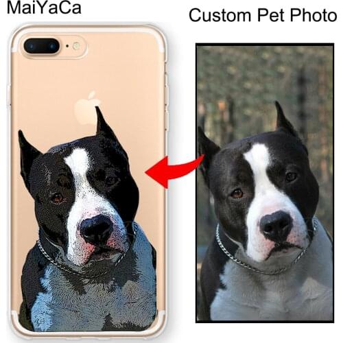Custom Pet illustrated Cat Animal gift Dog Portrait Clear Case for iPhone 12 mini 11 Pro MAX X XR XS MAX SE 2020 6S 7 8 Plus
