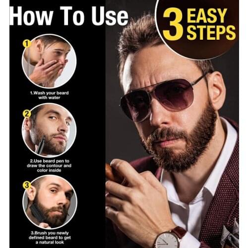 Four Prong Beard Pen Beard Filler Pencil And Brush Beard Enhancer Waterproof Moustache Coloring Shaping Tools Hair Pencil TSLM2